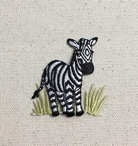 Zebra em pé - In Grass - Safari - Ferro bordado no patch