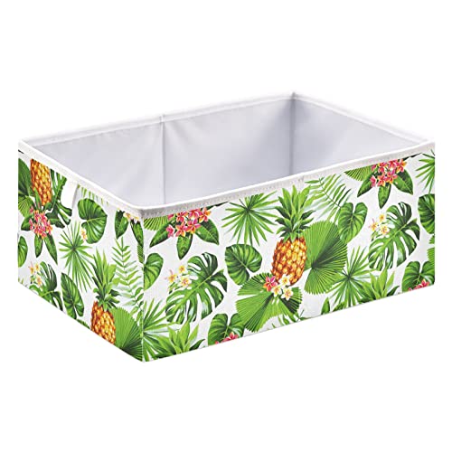 Abacaxles folhas Flores Cubo Bin Bin Bins dobrável Cesta de brinquedos à prova d'água para caixas de organizador de cubos para crianças armário de berçário Meninas de meninas - 11.02x11.02x11.02 em