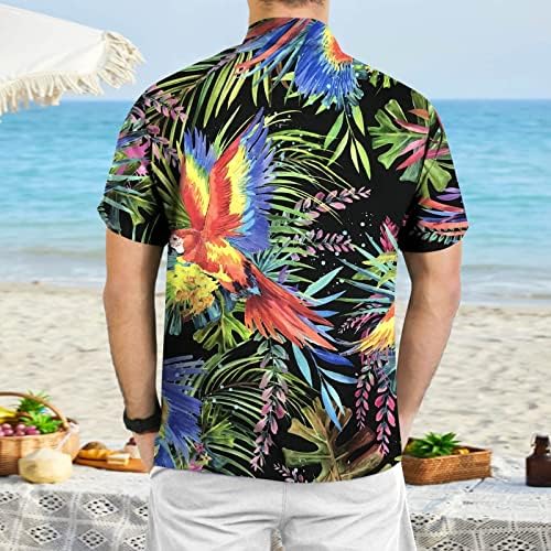 Camisetas Beuu Aloha para homens, camisa havaiana masculina impressão tropical de manga curta de manga curta camisetas de praia soltas