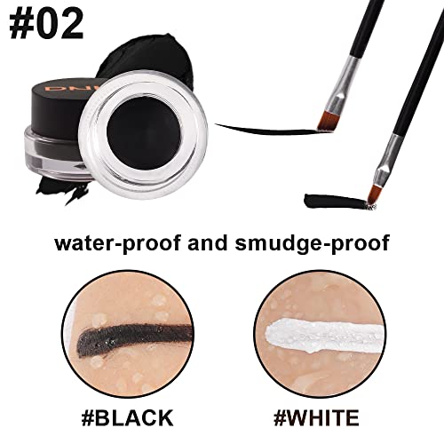 EVPCT 2 em 1 Pomada de Creme de Eyeliner Gel Black and White Gel Conjunto de Pomada de Creme com escovas à prova de mancha à prova d'água,