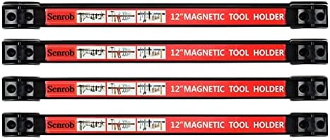 Senrob 4 PCs 12 Racks de barras de ferramentas magnéticas, organizador de ferramentas de armazenamento de ímãs de metal Conjunto com suportes de montagem e parafusos