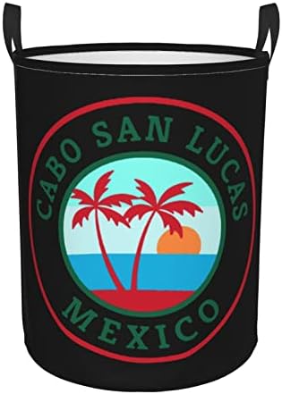 Cabo San Lucas México Lavanderia cesto de lavanderia circular cestas de armazenamento dobrável para o quarto
