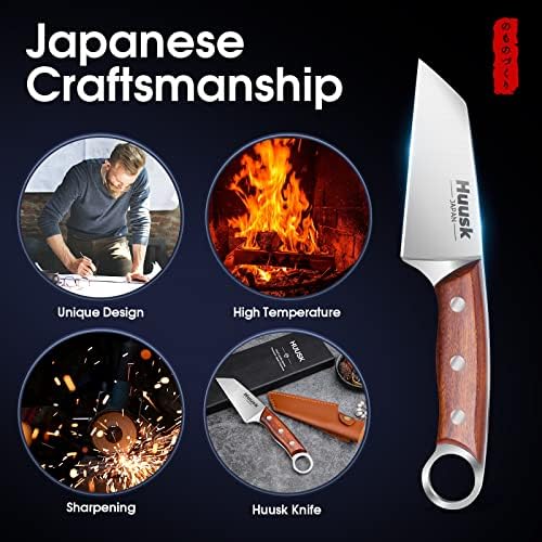 Huusk Japan faca Santoku faca com pacote de borda afiada com faca de legumes com bainha