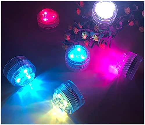 GOUCCCPU 12PCS Mini Luzes de chá LED submersíveis Bateria Operou Luzes de sotaques sem chamas Alteração de cor Small LED LUZES PARA VASE POND Aquário Decoração de Holloween
