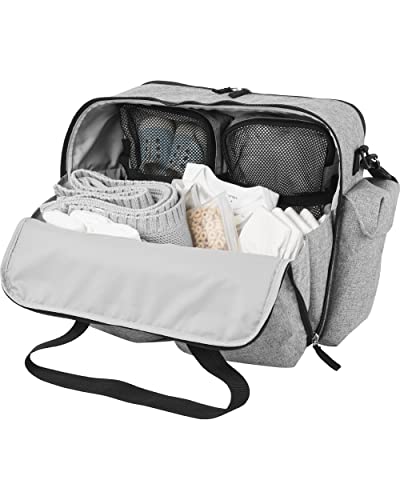 Bolsa de fraldas Skip Hop: Duo icônico Weekender, Capacidade extra grande com mudança de bloco e acessório de carrinho, Melange cinza