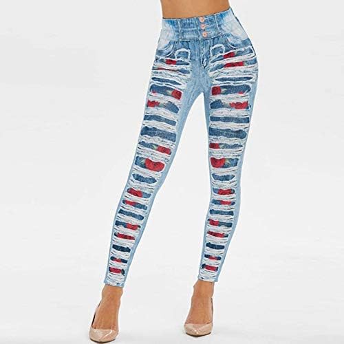 Perneiras de cintura alta para mulheres impressão de jeans mole opacão fino tanques de comprimento total elevador para