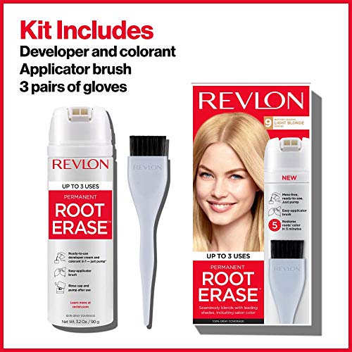 Cor de cabelo permanente por Revlon, tintura de cabelo permanente, apagar raiz em casa com escova de aplicador para