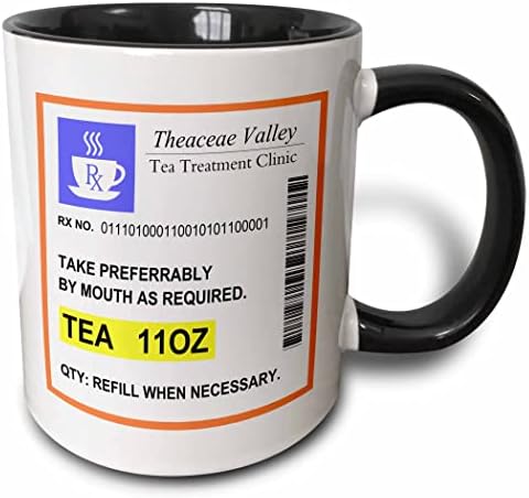 3drose Mug_194450_1 Prescrição engraçada da prescrição de chá prescrito Humorous Prescried of Tea Joke Medicine Ceramic Caneca, 11 onças