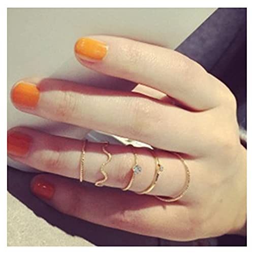 Larancie Silver Ring Knuckle Rings Definir vários anéis de dedos Cadeia Vintage empilhável Simple Midi Ring Fashion Rings Jóias para mulheres e meninas adolescentes Presente de Natal 5pcs