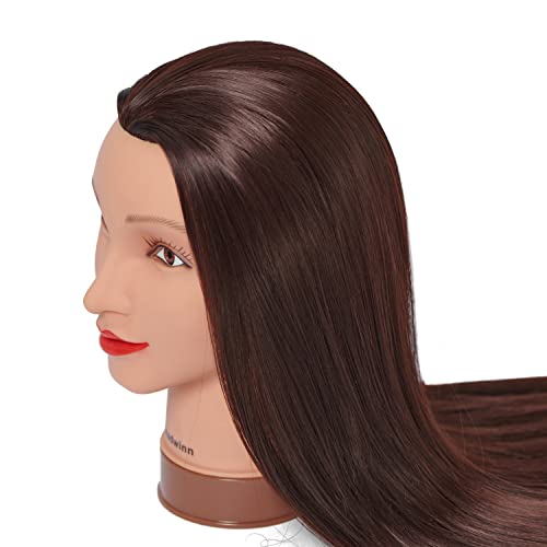 Cabeça de Manequim de Headwinn com cabelo 26 -28 Fibra sintética Treinamento de estilo de cabelo Manikin Cosmetology Doll Head