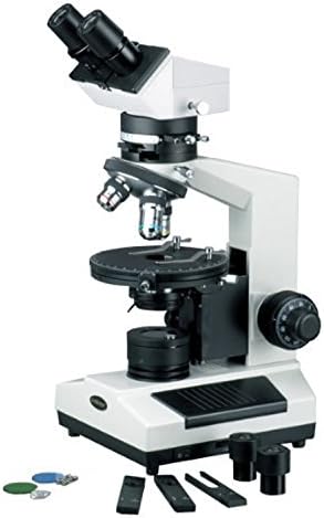 Microscópio binocular polarizador AMSCOPE PZ200BA, oculares WF10X e WF16X, ampliação de 40x-640x, objetivos acromáticos do
