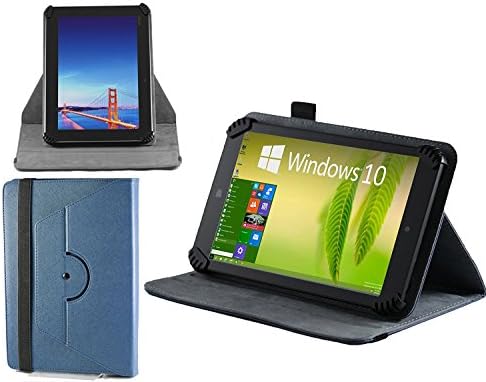 Capa de capa de couro Faux Blue Blue Navitech com 360 suporte de rotação compatível com o tablet Fire Kids Edition, 7