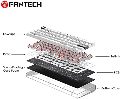 FANTECH MAXFIT61 Frost sem fio 60% teclado mecânico, BT5.0/tipo C/2.4G Compact 61Keys Hot Swappable RGB Teclado para