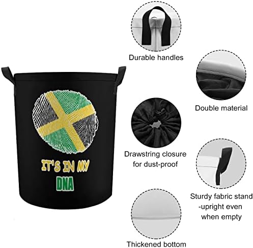Jamaicano está na minha cesta de lavanderia de DNA com sacos de lavanderia de tração de tração para viagem para viagens em casa