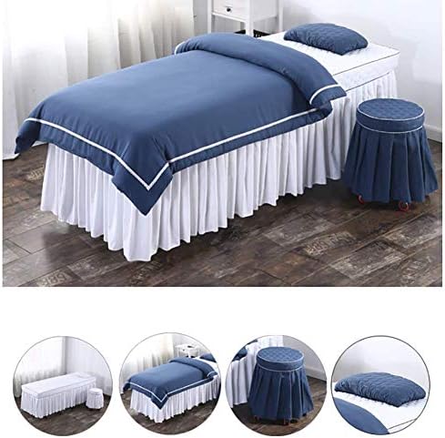Zhuan Beauty Salon Bed Capa Direita com buraco, lençóis de massagem, cor pura, 4 peças de massagem saia de cama colchas colchas