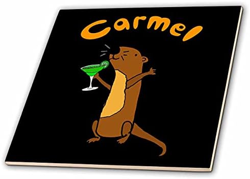 3drosrose engraçado lontra de lontra bebendo Margarita Carmel California Travel Cartoon - azulejos