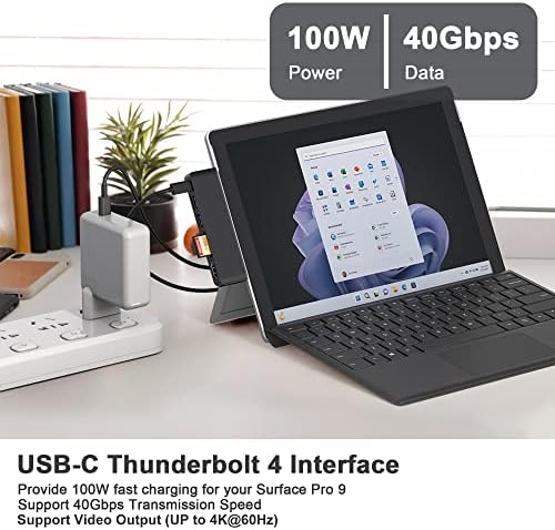 Surface Pro 9 Hub Docking Station Multi Port 6-em-2 com thunerbolt4 USBC 4K Display 40Gbps Dados PD Charging | HDMI