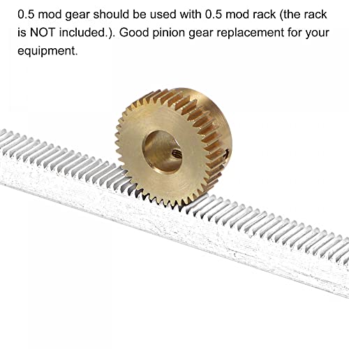 Conjunto de engrenagem de pinhão uxcell, engrenagem de esporão reta de rack de latão com etapa, 0,5 mod 40t 4mm Bore 21mm diâmetro externo, m3 parafusos de ajuste incluídos