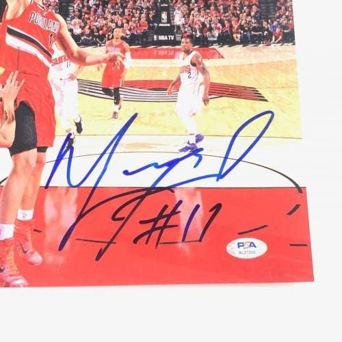 Meyers Leonard assinou 11x14 Photo PSA/DNA Portland Trailblazers autografados - fotos autografadas da NBA