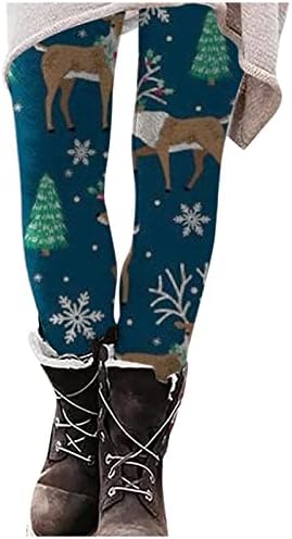 Perneiras de Natal feias para mulheres fofas de boneco de neve festejo de férias de férias calças calças altas cintura de inverno