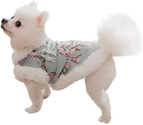Hotumn Dog Wintersweet Chinês Tradicional Put Put Blossom Coat Cat Cat Fantasia de Ano Novo para Cães Pequenos Cats