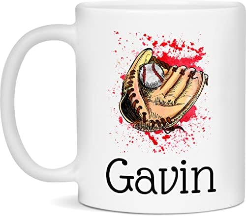 Ilustração personalizada da caneca de beisebol de beisebol Ilustração de aquarela para caneca de Gavin, caneca de