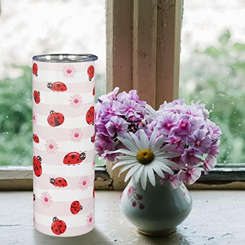 Presentes de joaninha para mulheres meninas - joaninhas fofas margaridas copos florais copos de café caneca - lady bug rosa