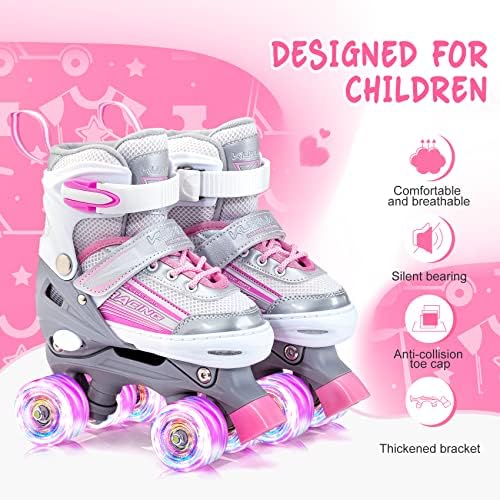 Kuxuan patins Saya Roller patins ajustável para crianças, com todas as rodas iluminadas, divertido iluminando para meninas