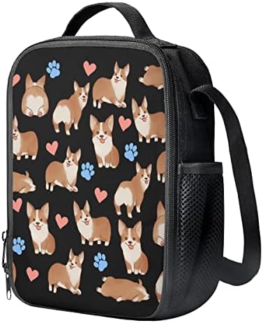 Toaddmos corgi impressão meninos Meninas da moda de moda de moda Backpack com lancheira e estojo de lápis, conjunto