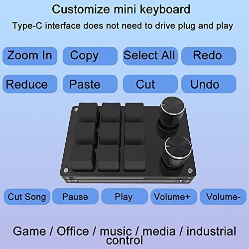 Teclado de macro de programação sem fio, teclado de 9 teclas de mini -teclado, teclado de botão duplo personalizado, teclado recarregável,