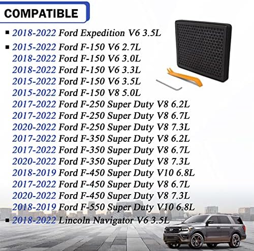 Filtro de ar de cabine HEPA Premium Filtro de ar atualizado com carbono ativado para Ford F150 F250 F350 F450 F550 Expedição