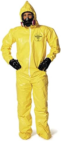 Dupont Tychem 2000 FIT FIT CAODO STORMFLAP ELATICA E ELATEMENTO E CERÊNCIA ARERGENTE DE TORNOS, AMARELO, 4XL, PACOTO DE 1