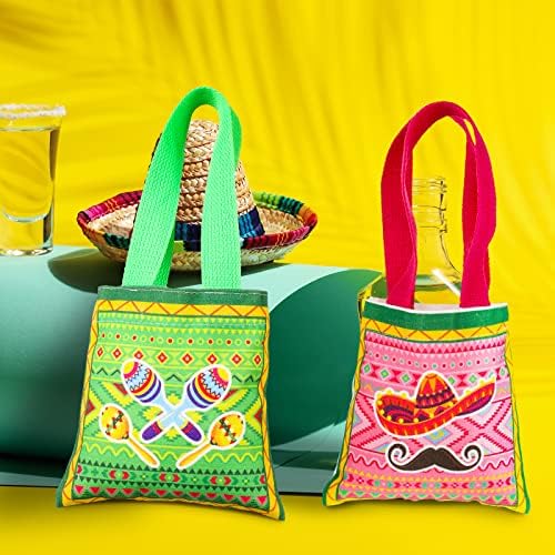 24 PCs Bolsas de doces mexicanos Fiesta Cinco de Mayo Goodie Treat Bags Mexican Gifts Mini -Tote Party Favor Sacos