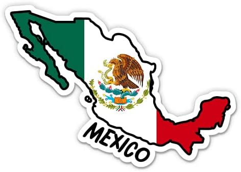 Mapa do México Squiddy com bandeira - adesivo de vinil - tamanho grande - 12