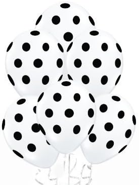 Balões de bolinhas PMU Party-Tex 11in Premium White com impressão geral Pontos pretos PKG/12