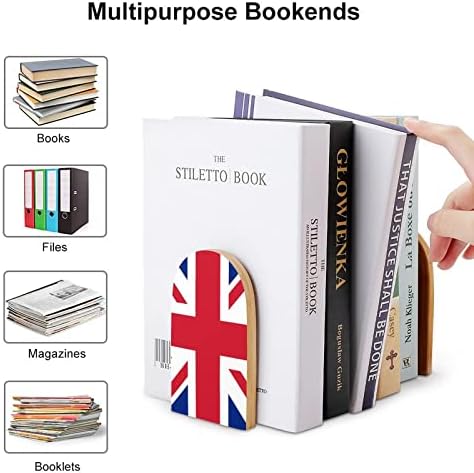 A bandeira de Union Jack Birtish não esquisam os suportes de livros pesados ​​para molhos de livros para prateleiras decorativas