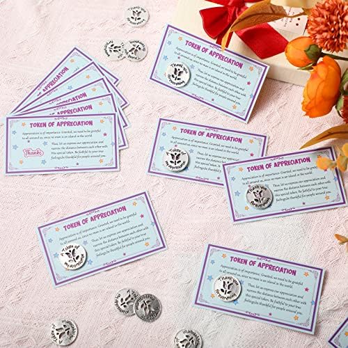 24 conjuntos de tokens de apreciação e cartões Motivacional Agradecemos Token Gift Gift Voluntário Cartões de apreciação Presentes