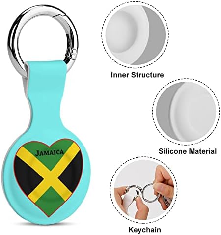 Jamaica Flag Heart Cover Protetive Case Compatível para Airtag Anti-Perd Locator Solter para carteira de colarinho de colar