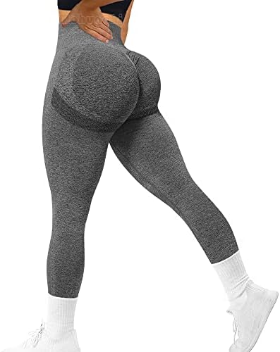 Mohuachi Mulheres com nervuras com calças de ginástica com cintura alta de cintura alta academia de ginástica de ginástica