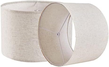 Tons de lâmpada Conjunto de 2, tons de lâmpada de tambor para lâmpadas de mesa e luminárias de piso, 13x13x9 polegadas, lâmpada de linho natural, aranha, aranha