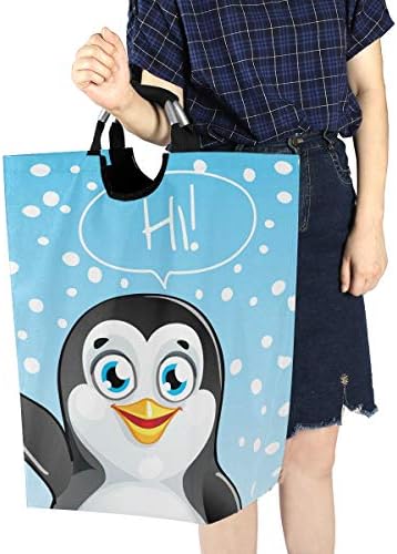 Cesta de lavanderia dobrável Penguin fofo Say Hi Lavanderia Torcedor de roupas Lavander