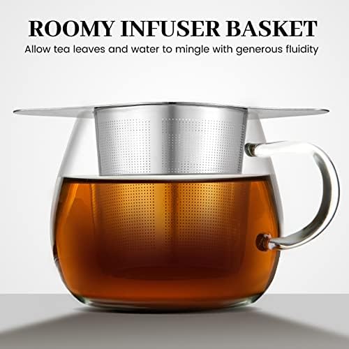 Caso de infusor de chá de novo, filtros de chá de malha extra fino para chá solto, 18/8 de aço inoxidável de chá solto de folhas