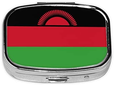 Bandeira do Malawi Square Mini Box Caixa de Metal Metal Medicring Travel Friendly Portable Pill Case