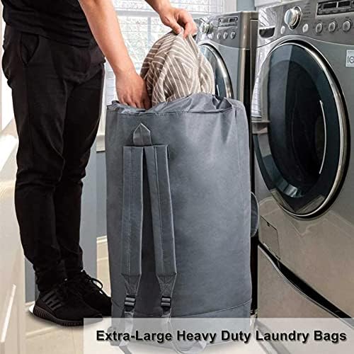 Mochila de bolsa de lavanderia extra grande, portátil com alças ajustáveis ​​e fechamento de cordão, para camping de viagens para faculdades de lavanderia
