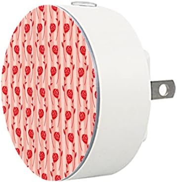 2 Pacote de plug-in Nightlight LED Night Light Roses em listras com sensor de entardecer ao amanhecer para o quarto de crianças, viveiro, cozinha, corredor
