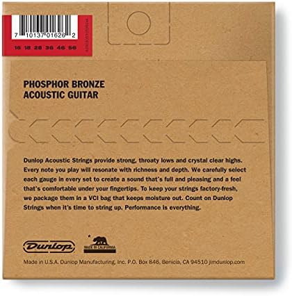 Jim Dunlop dop1656 Strings de ressonador, bronze de fósforo, médio, 0,016 - 0,056, 6 strings/set