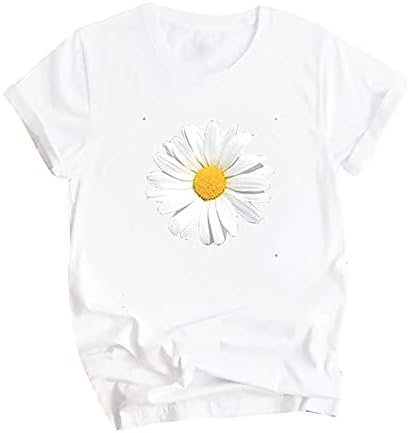 Tops de veludo para mulheres Trendy Casual, Women Women Summer Floral Print Tunic Sleeve Top Crewneck Camiseta Flowy