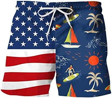 Mens primavera no verão shorts casuais calças bandeira de retalhos impressos de retalhos esportes de praia com bolsos