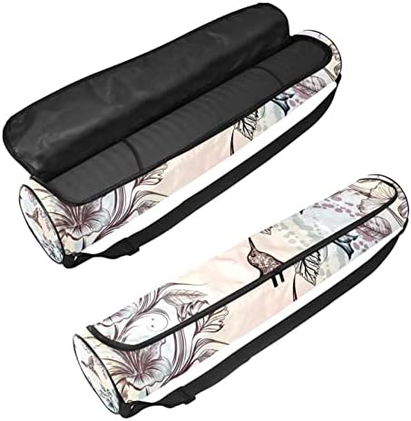 Bolsa de tapete de ioga, beija-flores e flores de hibisco Exercício portador de ioga transportadora de tapete de ioga de ioga com cinta