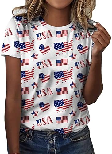 Mulher Running Roupas Independence Day for Women Print Daily Summer Cirts For Women O pescoço Tanque ativo Camisa ativa